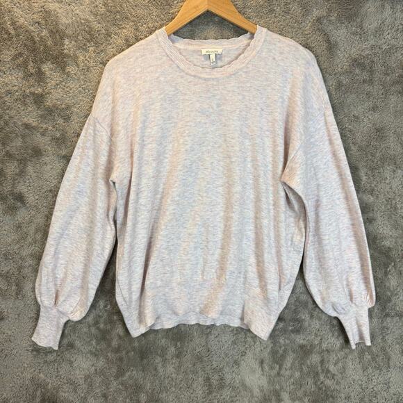 Ella Moss Maggie Sweater Scallop Neck Balloon Sleeve L Large Pink Confetti - Picture 1 of 9